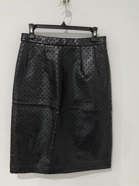 NWT Comme des Garcons Black Perforated Faux Leather Pencil Skirt